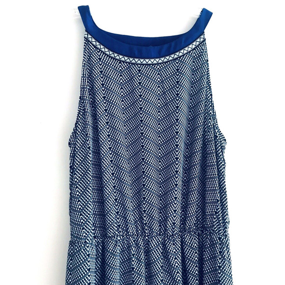 Lucky Brand | Women's Blue Sleeveless A-Line Maxi Chevron Dress Size XL - Picture 5 of 15